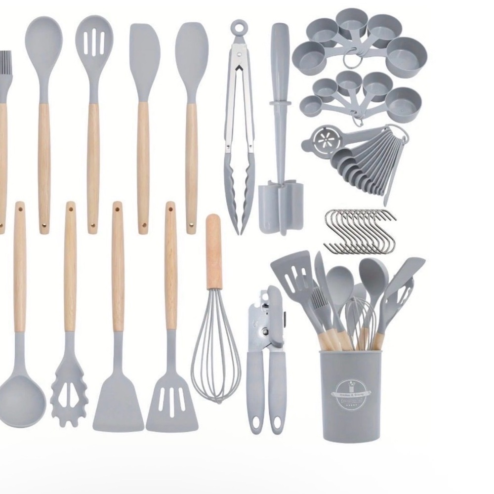 Gray Silicone Kitchen Utensil Set